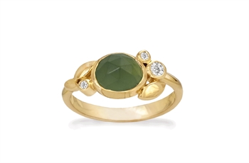 Rabinovich Bliss fingerring i forgyldt sterling sølv med grøn serpentin