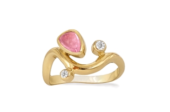 Rabinovich Pink Willow fingerring i forgyldt sterling sølv med pink topas