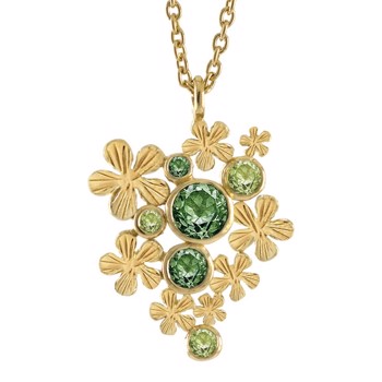 Rabinovich Primrose collier i forgyldt sterling sølv med peridot og kvarts