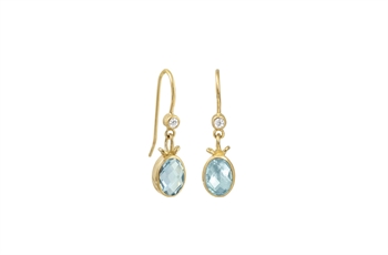 Rabinovich Blue Blush ørestikker i 14 kt guld med skyblå og hvid topas