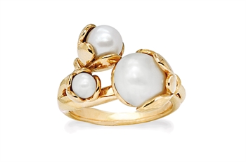 Rabinovich Autumn Bloom fingerring i forgyldt sterling sølv med ferskvandsperler