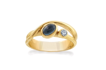 Rabinovich Silver Lining fingerring i forgyldt sterling sølv med London blue og skyblå topas