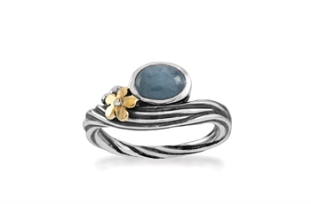 Rabinovich Hawaii fingerring i sterling sølv med akvamarin og 0,005 ct brillant