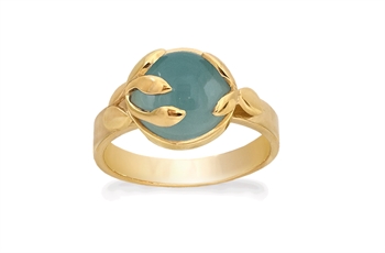 Rabinovich Serenity fingerring i forgyldt sterling sølv med blå kalcedon