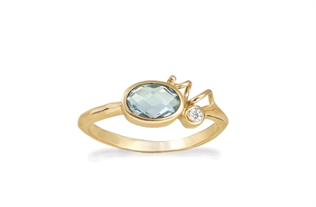 Rabinovich Blue Blush fingerring i 14 kt guld med skyblå og hvid topas