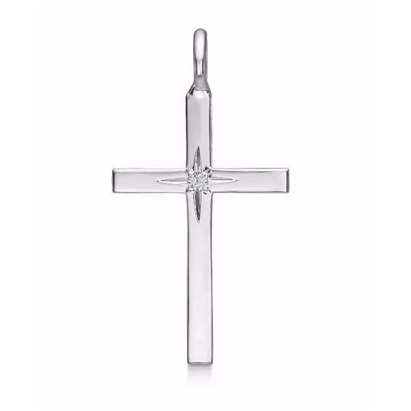Sølv kors med zirkonia (29x18 mm)