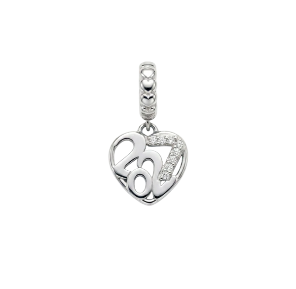 Christina Year 2027 charm – sølv, 4 mm til sølvarmbånd og Slim læder