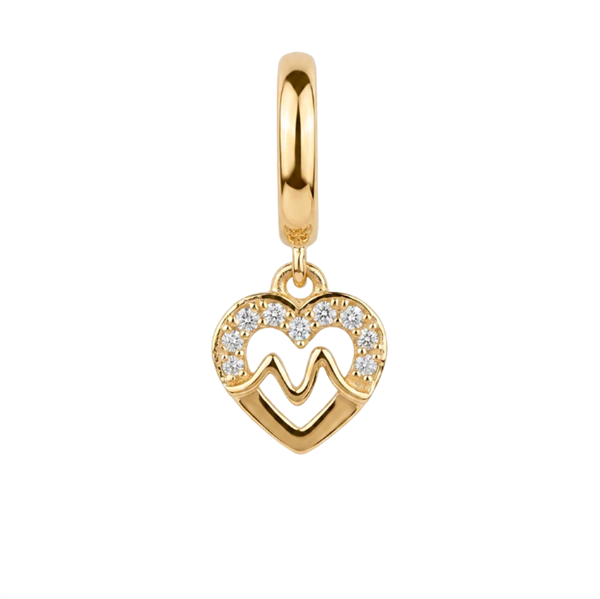 Christina Beating Heart charm – forgyldt sølv, 6 mm til Classic læderarmbånd