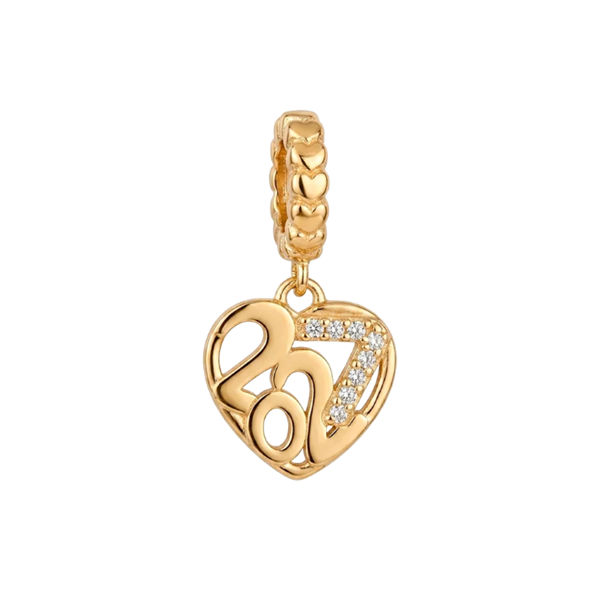 Christina Year 2027 charm – forgyldt sølv, 6 mm til Classic læderarmbånd