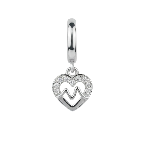 Christina Beating Heart charm – sølv, 6 mm til Classic læderarmbånd
