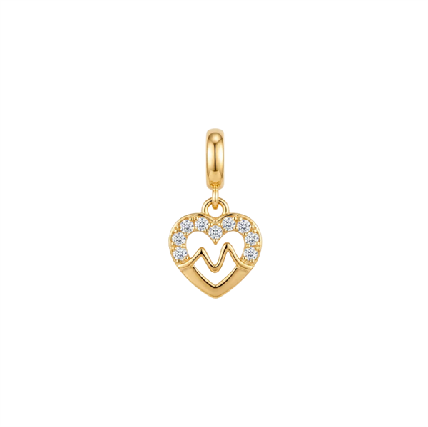 Christina Beating Heart charm – forgyldt sølv, 4 mm til sølvarmbånd og Slim læder