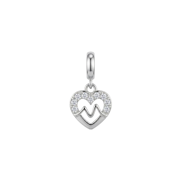 Christina Beating Heart charm – sølv, 4 mm til sølvarmbånd og Slim læder