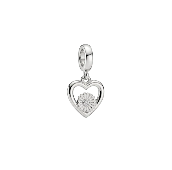 Christina Marguerite Flower Love charm – sølv, 4 mm til sølvarmbånd og Slim læder