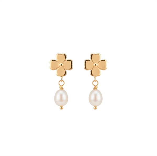Christina Clover and Pearl Stud ørestikker – forgyldt sølv