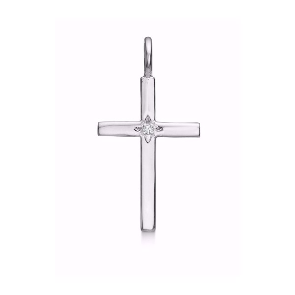 Sølv kors med zirkonia (22x15 mm)