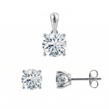 Luxury Solitaire smykkesæt, med i alt 2,00 ct Labgrown diamant i 14 kt hvidguld