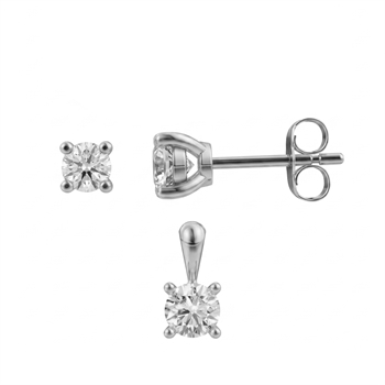 Luxury Solitaire smykkesæt, med i alt 0,50 ct Labgrown diamant i 14 kt hvidguld