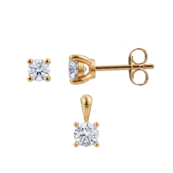 Luxury Solitaire smykkesæt, med i alt 0,50 ct Labgrown diamant i 14 kt guld