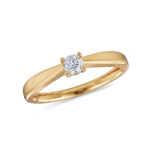 Luxury Solitaire fingerring, med i alt 0,25 ct Labgrown diamant i 14 kt guld