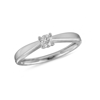 Luxury Solitaire fingerring, med i alt 0,25 ct Labgrown diamant i 14 kt hvidguld