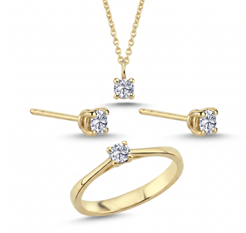 The One smykkesæt, med i alt 0,72 ct Diamant i 14 kt guld