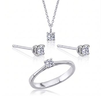 The One smykkesæt, med i alt 0,72 ct Diamant i 14 kt hvidguld
