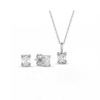 The One Oval smykkesæt, med i alt 0,69 ct Diamant i 14 kt hvidguld