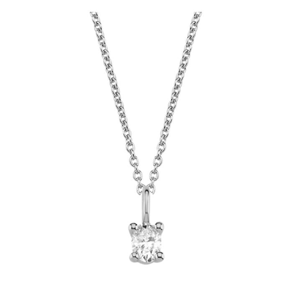 The One Oval vedhæng, med i alt 0,23 ct Diamant i 14 kt hvidguld