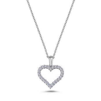 Ø 13,0 mm Diamond Hearts Hjerte vedhæng med 24 x 0,01 ct i 14 kt hvidguld