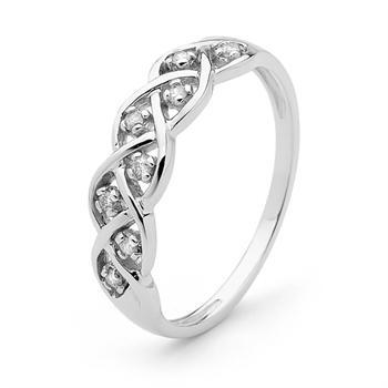 Elegant hvidgulds ring - med hele 8 ægte diamanter - total på 0,08 carat