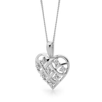9 kt hvidgulds hjerte med 8 x 0,005 ct diamant