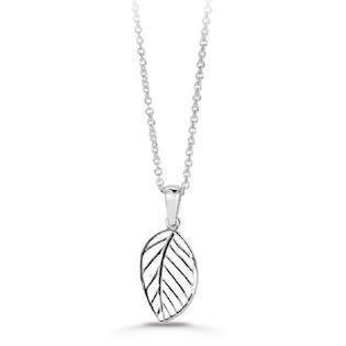 Aagaard Sterling sølv collier, blad med blank overflade, model 10301300-45