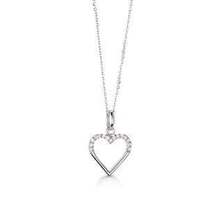 Aagaard Sterling sølv collier, hjerter med blank overflade, model 11323738-45