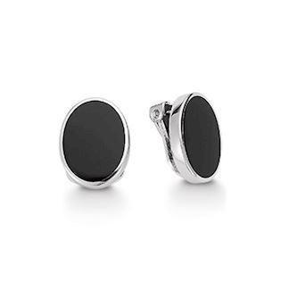 Aagaard Sterling sølv øreclips, Onyx med blank overflade, model 11993834-29