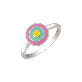 Ring i rhodineret sterling sølv med klar emalje – Støvring Design