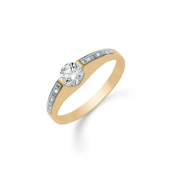Ring i 14 karat guld med gul rund zirkonia – Støvring Design