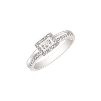 Ring i rhodineret sterling sølv med firkantet zirkonia – Støvring Design