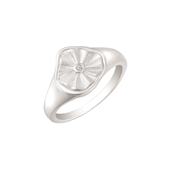 Ring i rhodineret sterling sølv med klar zirkonia – Støvring Design