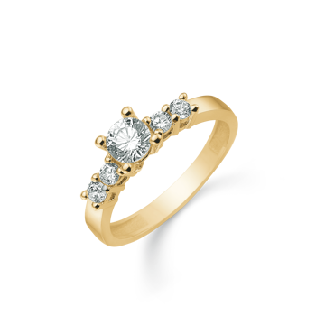 Ring i 14 karat guld med gul zirkonia i 4-grab fatning – Støvring Design