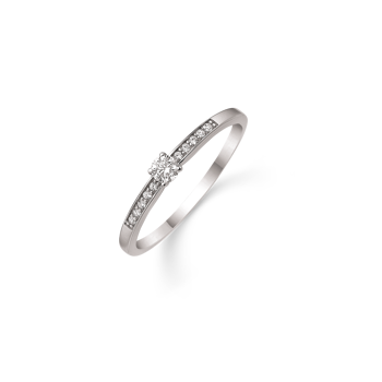Ring i rhodineret sterling sølv med klar zirkonia i 4-grab fatning – Støvring Design