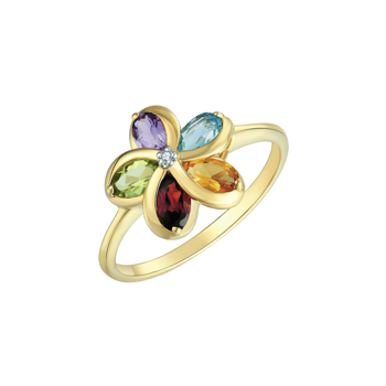 Ring i 8 karat guld med gul zirkonia – Støvring Design
