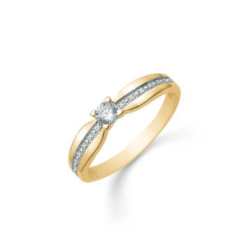 Ring i 14 karat guld med gul zirkonia i 4-grab fatning – Støvring Design