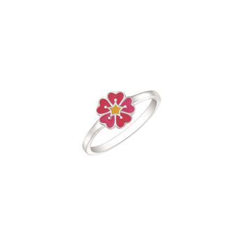 Ring i rhodineret sterling sølv med rød hjerte emalje – Støvring Design