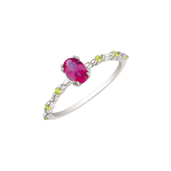 Ring i rhodineret sterling sølv med grøn oval zirkonia – Støvring Design