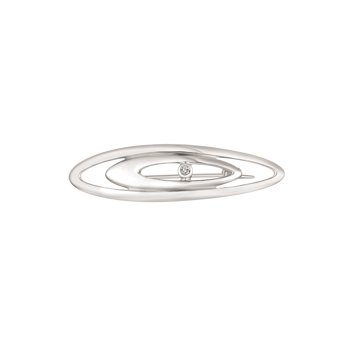 Broche i rhodineret sterling sølv med klar oval zirkonia – Støvring Design