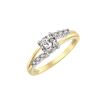 Ring i 8 karat guld med gul zirkonia – Støvring Design