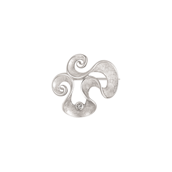Broche i rhodineret sterling sølv med klar zirkonia – Støvring Design