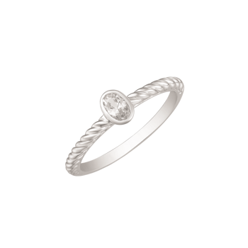 Ring i rhodineret sterling sølv med oval zirkonia – Støvring Design