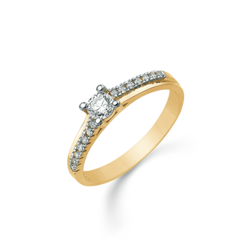 Ring i 14 karat guld med gul zirkonia i 4-grab fatning – Støvring Design