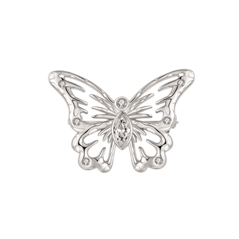 Broche i rhodineret sterling sølv med zirkonia, 25 x 35,3 mm – Støvring Design